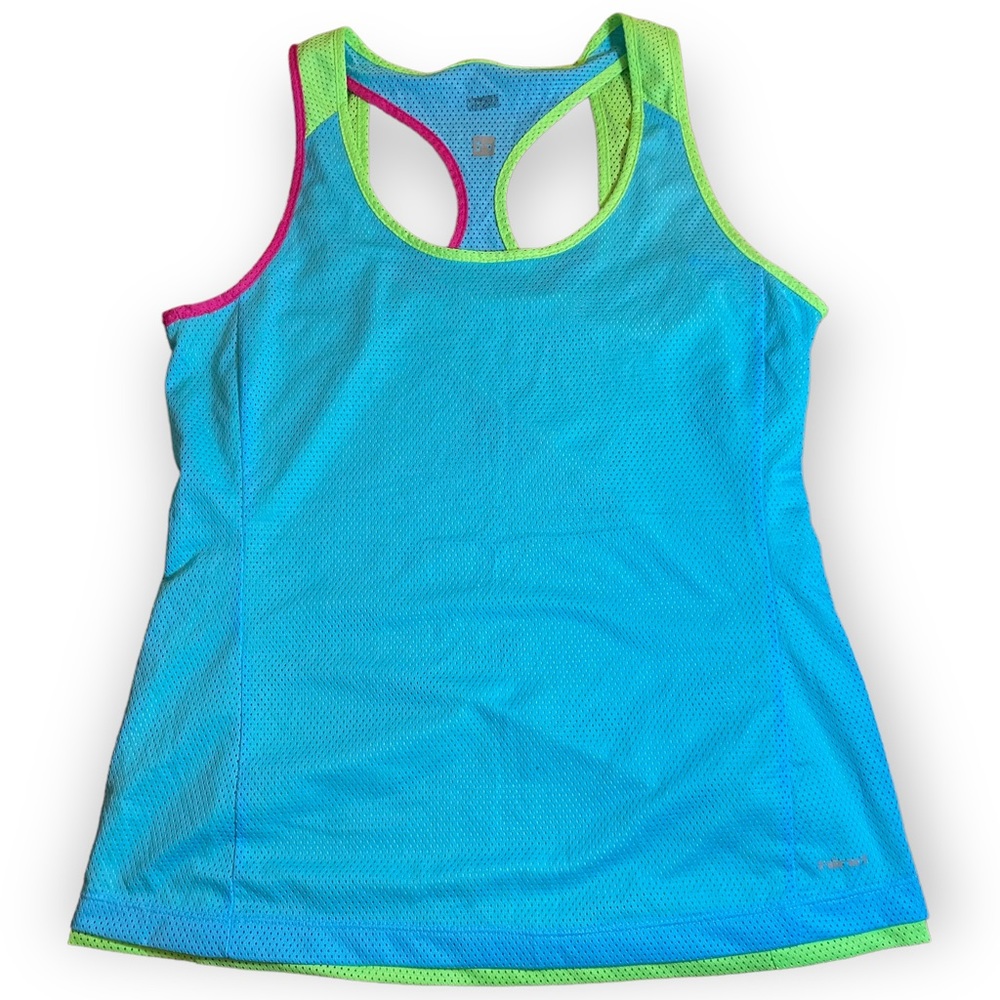 2for$30 NWOT Hind Neon Blue Green Pink Reversible Athletic Tank Top Size Large